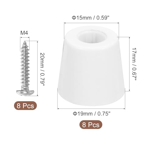 uxcell 8Pcs Rubber Bumper Feet, 0.67" H x0.75 W Round Pads with Stainless Steel Washer and Screws for Furniture, Appliances, Electronics - size: 0.67" H x0.75" W