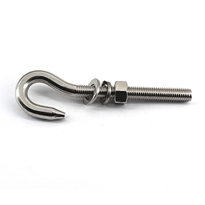 2Pcs M12 Stainless Steel Eye Bolt with Nut and Washers Long Shank Threaded Rod Round Hook Eyelet Bolt Screw - size: M12