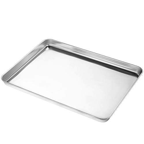 Wildone Baking Sheet Set of 3, Stainless Steel Cookie Sheet Cooking Sheet Pan for Baking & Roasting, 9/12/16 Inch, Non Toxic & Heavy Duty & Easy Clean - size: 9/12/16 inch