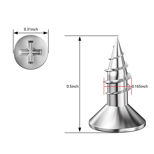 Wensilon (500Pcs) #8x1/2 Wood Screw Quick Metal Self Tapping Flat Head 304 Stainless Steel - color: Silver, size: #8x1/2