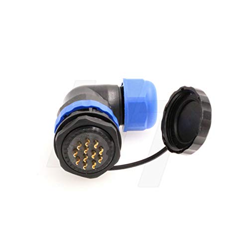 HangTon HE29 12 Pin Right Angle Waterproof Connector Male Female Plug Socket for Outdoor Power, 90-Degree - size: 12 pin