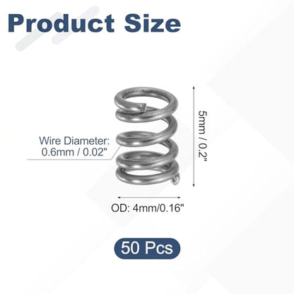 uxcell 50Pcs 304 Stainless Steel Compression Springs,0.5mmWD, 4mm ODx5mm L - size: 4mmx5mm