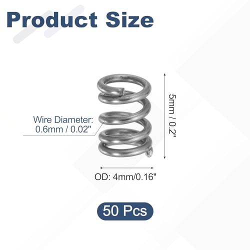 uxcell 50Pcs 304 Stainless Steel Compression Springs,0.6mmWD, 4mm ODx5mm L - size: 4mmx5mm