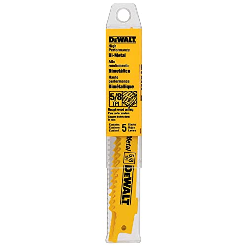 DEWALT DW4849 12" 5/8 TPI Taper Back Bi-Metal Reciprocating Saw Blade, Pack of 5 - size: 12 inch, style: 5/8 TPI, 5-Pack