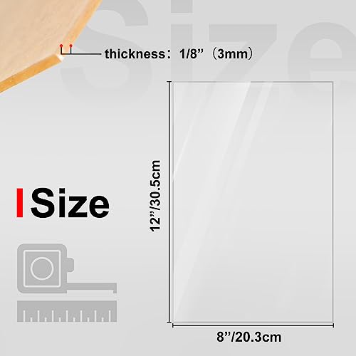 KINLINK 8x12 Plexiglass Sheets 1/8 inch Thick, 3mm Clear Cast Acrylic Sheet, Plastic Board for DIY Project, Craft, Window Glass, Table Top, Picture Frame, Acrylic Sign and Wedding Invitation 4 Pack - color: Clear, size: 8x12