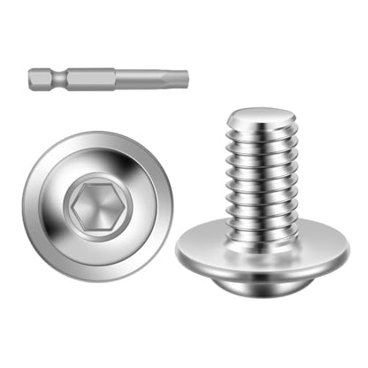 Mellewell M6 x 6mm Flanged Button Head Socket Cap Screw Bolts, 304 Stainless Steel 18-8, Allen Socket Drive, Bright Finish, Fully Threaded, Pack of 25 - color: Silver, size: M6-1.0 x 6mm