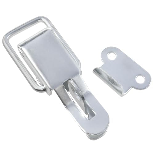 Lovelysp Stainless Steel Spring Loaded Toggle Latch Tool Box Hood Locks Latches with Mounting ScrewsSilver Catch Hasp Clamp Clip Lock for Cabinets Wooden Cases, etc. 2PCS
