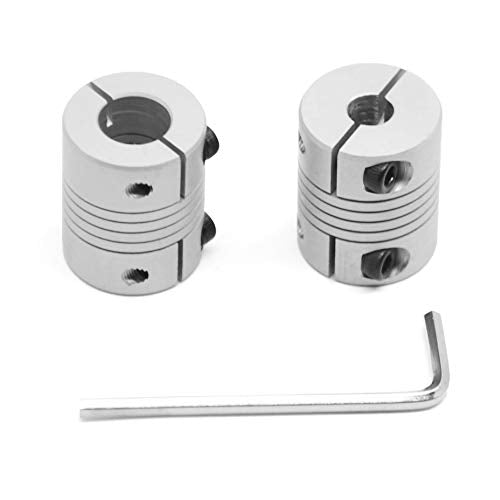 2PCS 6.35mm to 10mm Flexible Shaft Coupling 25mm Length 20mm Diameter for Stepper Motor Coupler Aluminum Alloy for 3D Printer CNC Machine (6.35x10mm) - style: 6.35-10mm