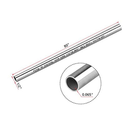 316/316L Stainless Steel Seamless Tubing 1/2" OD × 0.065" Wall × 80" Length Tube Annealed ASTM A269 (3pcs) - size: 1/2" OD × 0.065" Wall × 80" L