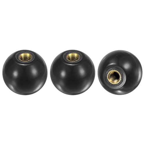 M METERXITY 3-Pack Threaded Ball Knobs, M6 Female Thread 25mm Dia. Thermoset Ball Knob for Lathe/Machine/Lawn Mowers, Round Phenolic Brass Insert Lever Handle [Black] - color: Black, size: M6x25mm