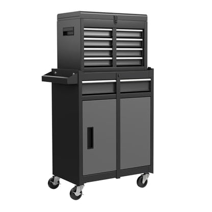 IRONMAX 2-in-1 Detachable Rolling Metal Tool Chest, 5 Drawers, Grey - color: Grey