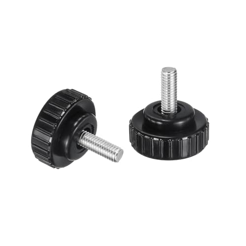 uxcell 2pcs Knurled Clamping Knobs M6 x 16mm Metric 304 Stainless Steel Male Thread Thumb Screw on Type 30mm Plastic Round Head Threaded Hand Bolt Stud Knobs Black - size: M6 x 16mm x 30mm