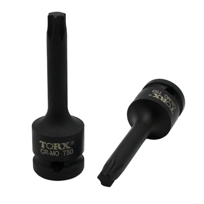 TEMO T50 3" Torx Star 6 Point Black Impact Bit Socket 1/2" Square Drive - size: T50