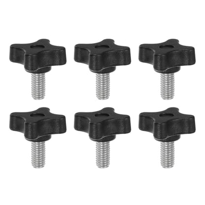 HARFINGTON 6pcs Star Clamping Knobs M8 x 16mm Metric Male Thread 32mm 4-Point Plastic Head Threaded Stud Knob Hand Tightening Thumb Screw Jig Handle, Black - size: M8 x 16mm x 32mm