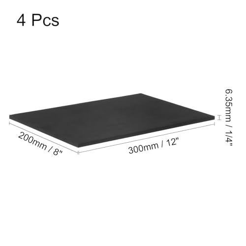 uxcell 4pcs Rubber Padding Sheets 1/4" Thick x 8" Long x 12" Wide Neoprene Foam Sheet Non-Slip Anti Vibration Pads, Anti-Skid Noise - size: 1/4" Thick, 8" Length