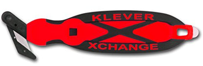 Klever XCHANGE, Box Cutter, Safety Cutter, Utility Knife, SAFETY Knife, Replaceable Head Perfect For Cutting Double Wall Cardboard or Other Thick Material (Red) - color: Red