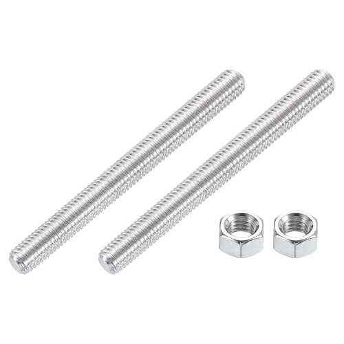 uxcell 3/8"-16 Fully All Threaded Rod, 2 Pcs 304 Stainless Steel Long Threaded Screw 4.3" Length Right Hand Threads for Furniture Mounting Assembly Fastening - size: 4.3"
