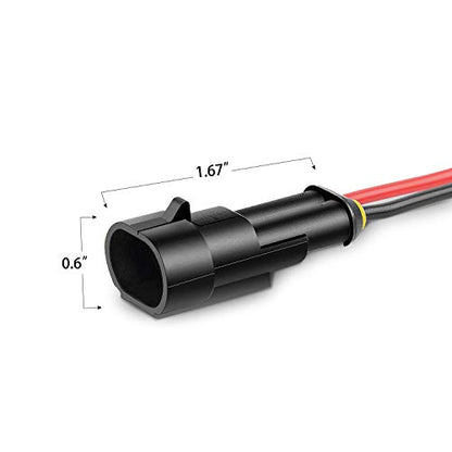 Nilight - 50020R 2Pin Way 16AWG Waterproof Wire 1.5mm Series Terminal Connector-10 Pack,2 Years Warranty - size: 2Pin Wire Harness 10Sets