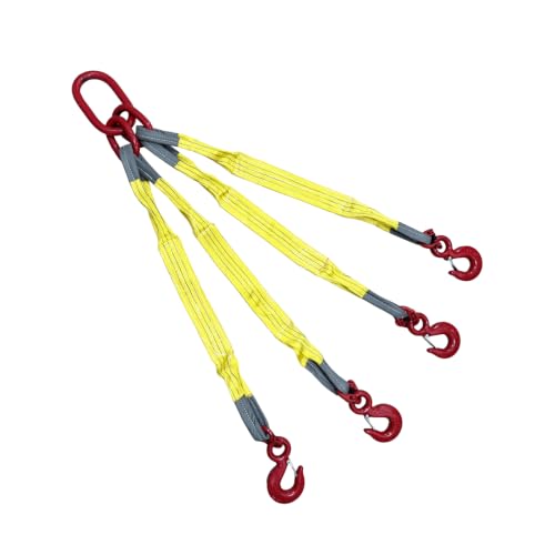 Four Leg Bridle Web Sling 13ft 22046lb, Lifting Sling, Web Slings Belt Type with Hook 4.0 m 10000 kg Light Weight and Flexible Capacity Steel Sling, Double Layer Design[4leg 10.0t 4m] - size: 13ft 4leg 22046lb
