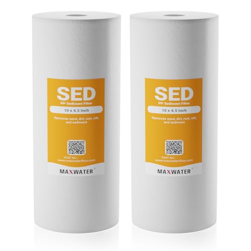 Max Water 1 Micron 10 x 4.5 Whole House Sediment Filter Replacement Well Water Filter Cartridge Compatible with DGD-5005, AP810, WFHD13001B, 2-Pack - size: 2, style: 1 Micron