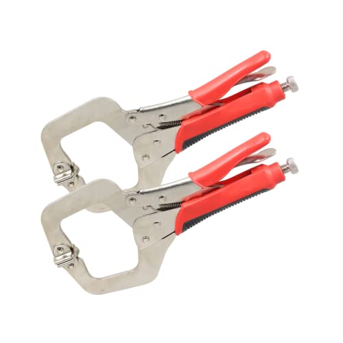 findmall 2Pcs 11 Inch Locking C-Clamp Locking Pliers Heavy Duty C Clamps Set Adjustable Welding Clamps Fit for Shop Home Farm and Automotive