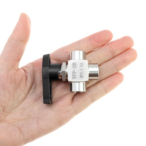 QWORK 1/4" NPT 3 Way Ball Valve, 304 Stainless Steel Fitting Panel Mount, L Port, 1000 PSI, Panel Mount, Reduce Port (Confirm 3mm or 5mm)
