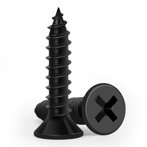 Wood Screws 3/4 Inch, 120PCS, FIXLINK #8 x 3/4" Flat Head Black Screws - size: #8 x 3/4"