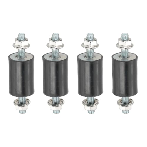PATIKIL M6 20x30mm Rubber Isolator Mounts, 4 Pcs Rubber Studs Shock Absorber Anti-Vibration Isolation Damping Mounts with Lock Nuts for Motor, Air Compressor, Engines (66mm Height) - size: M6-20x30x66mm