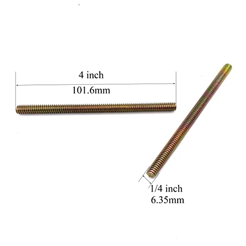 12pcs Color Zinc Fully All Threaded Rod Carbon Steel Long Thread Screw 1/4x4 for Furniture Garden Railing Mounting Assembly Fastening Steel Frame Connection Full Thread Rod for Furniture - size: Color-Zinc 1/4x4 Inch-12P
