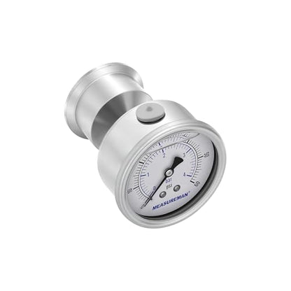 MEASUREMAN 2.5" Stainless Steel Sanitary Pressure Gauge, 0-60 PSI/bar (Dual Scale), Glycerin Filled, Back Mount with 1.5" Tri-Clamp Diaphragm Seal for Food/Beverage/Bio Pharma - size: 2.5",0-60 psi/bar, style: Back Mount
