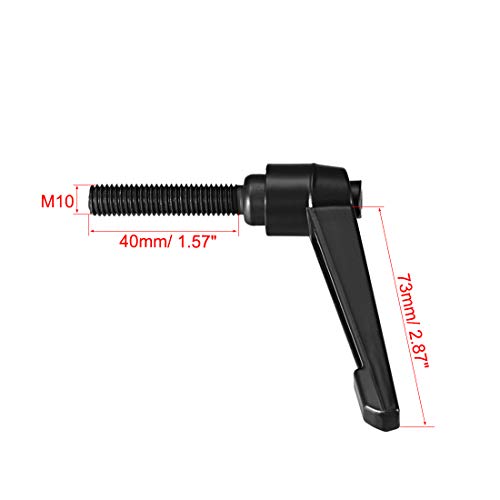 uxcell M10 x 40mm Handle Adjustable Clamping Lever Thread Push Button Ratchet Male Threaded Stud Knobs Locking Rotating Screw Handles Quick Release Bolt Black 2pcs - color: Black, size: M10 x 40mm