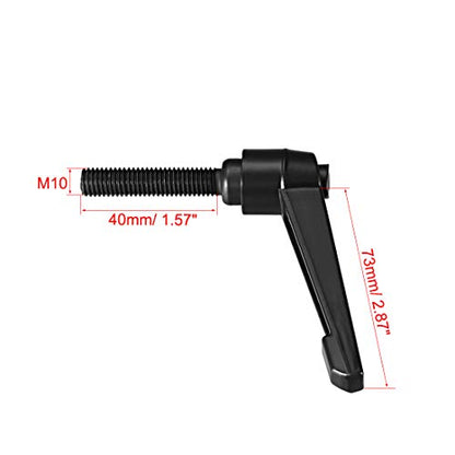 uxcell M10 x 40mm Handle Adjustable Clamping Lever Thread Push Button Ratchet Male Threaded Stud Knobs Locking Rotating Screw Handles Quick Release Bolt Black 2pcs - color: Black, size: M10 x 40mm