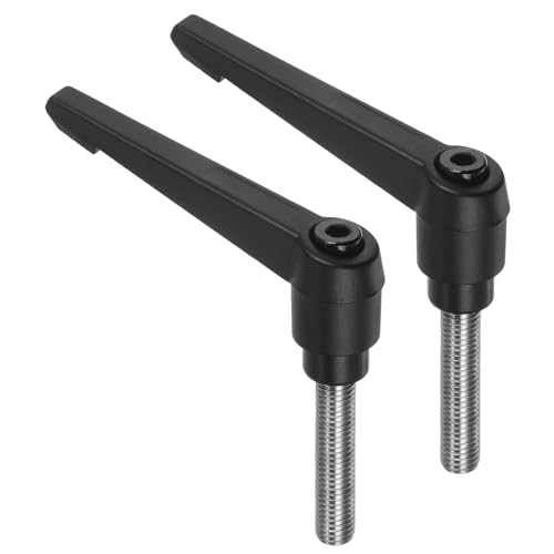 uxcell 2pcs Clamping Lever Handles, M10 x 40mm 304 Stainless Steel Threaded Male Stud, Adjustable Handles Locking Quick Release Ratchet Push Button Bolt Knobs, Black - size: M10 x 40mm