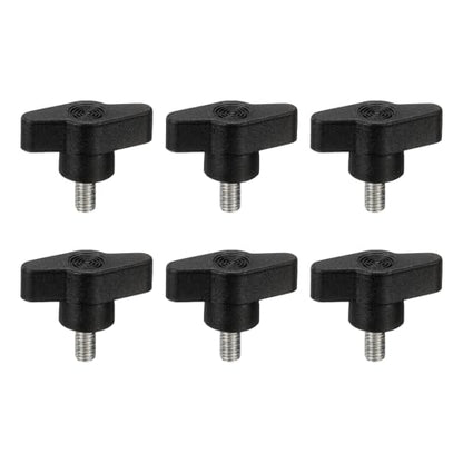 PATIKIL M6 x 12mm Tee Wing Thumb Screws, 6Pcs Carbon Steel Mechanical Handle Bolt Thumb Screws for Remove Replace Hand Clamping Tightening Knobs Power Supply, Black - size: M6 x 12mm
