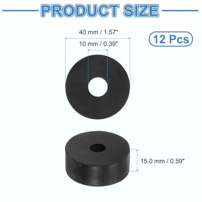 uxcell 12Pcs Rubber Vibration Isolation Washers 40mm OD x 10mm ID x 15mm T - size: 40mm OD x 10mm ID x 15mm Thick