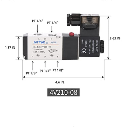 Solenoid Valve AC110V AirTAC 4V210-08 1/4"PT Pneumatic Air 2 Position 5 Way Electric Single Coil Pilot-Operated - size: 1/4"PT, style: 4V210-08 AC110V