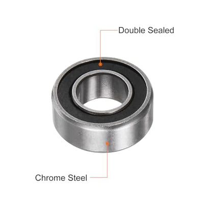 uxcell R188-2RS Deep Groove Ball Bearing, 10pcs 1/4" x 1/2" x 3/16" Chrome Steel Z2 Double Rubber Sealed Bearing - size: 1/4" x 1/2" x 3/16"