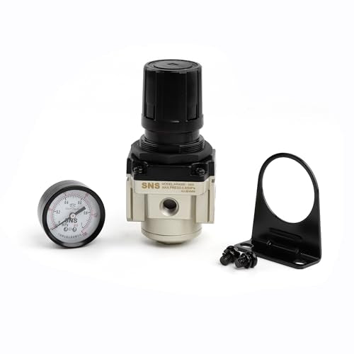 SNS AR4000-N04 Female Thread 1/2 NPT Air Pressure Regulator 0-150 PSI Adjustable,Bracket,Gauge - color: AR, size: 4000-N04