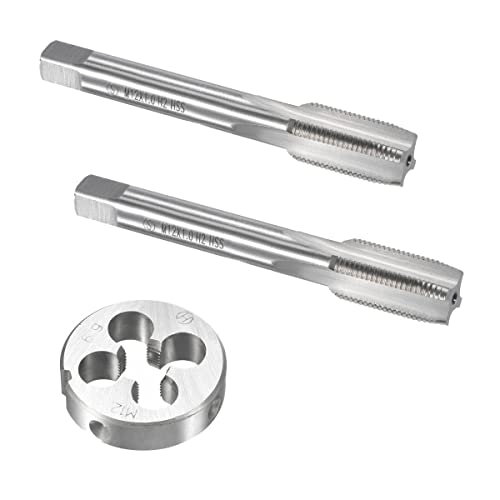 12mm x 1 HSS Metric Tap and Die Set Right Hand Thread,Tapping DIY Tool 3pcs (M12 x 1mm) - size: M12 x 1mm