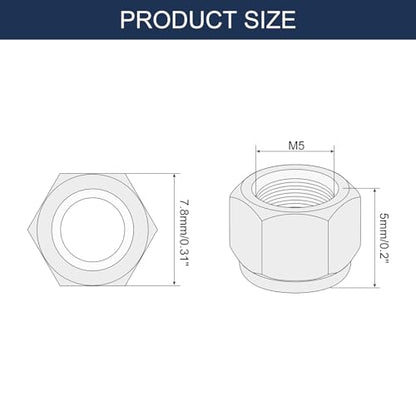 uxcell 30Pcs M5 x 0.8 Nylon Insert Hex Lock Nut 304 Stainless Black White - size: M5x0.8