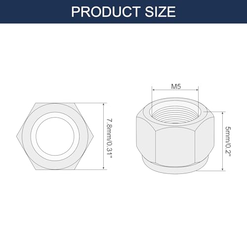 uxcell 30Pcs M5 x 0.8 Nylon Insert Hex Lock Nut 304 Stainless Black White - size: M5x0.8