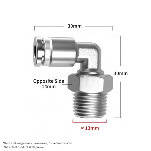PNEUMATIC 304 Stainless Steel Male Elbow 6mm Tube OD x 1/4 Inch NPT Thread 90 Push to Connect Tube Fitting (Pack of 5) - size: 6mm OD x 1/4"NPT
