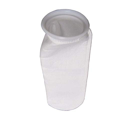 PRMFiltration #4 Polyester Felt Liquid 25 Pack Filter Bags – 0.5 Micron, 4-1/8" x 14", Polypropylene Ring, 1.0 Sq Ft Surface Area, Max Temp 300°F – High-Efficiency Filtration for Liquid Media