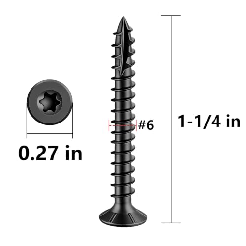 Wensilon #6 * 1-1/4" Black Deck Screws 566pcs 2 lbs 3.5x32mm - color: Black, size: #6*1-1/4"