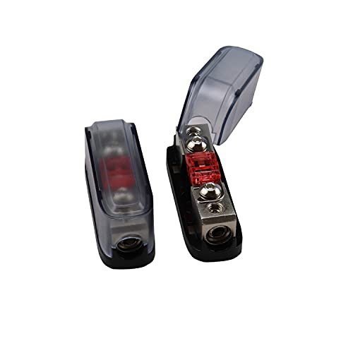 ZOOKOTO 2 Pcs 150A MINI AFS Inline Fuse Holder 4/8 Gauge in 4/8 Gauge Out Fuse Block for Car Audio - size: 150A