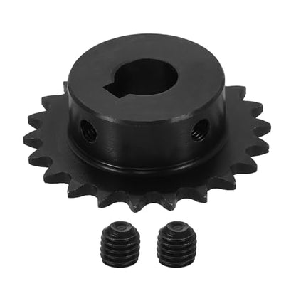 uxcell #25 Chain Roller Sprocket 12mm Bore 47.5mm OD, 22 Tooth C45 Carbon Steel ANSI #25 Roller Sprocket Round Hole with 5x2.3mm Keyway & Set Screws for ISO 04C Chain, Black - size: 12mm Bore 47.5mm OD, 22 Tooth, 5x2.3mm Keyway