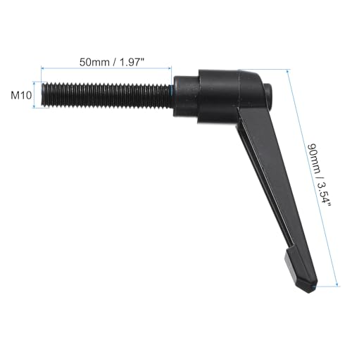 uxcell 5pcs Adjustable Clamping Lever Handle M10 x 50mm Metric Black Oxide Carbon Steel Male Threaded Stud Hand Knobs Ratchet Rotating Screw Handles Bolts with Locking Lever Black - size: M10 x 50mm