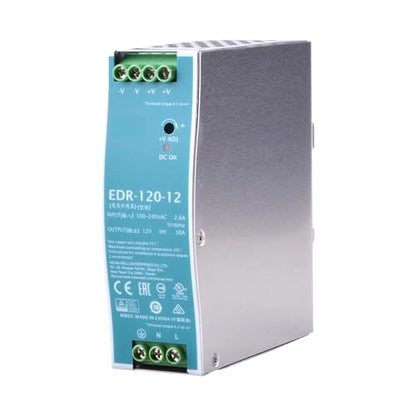 EDR-120-12 120W Power Supply - 12V 10A, AC-DC DIN Rail Power Supply for Industrial, Semiconductor, Automation and Electromechanical Applications