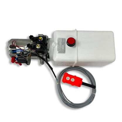Hydraulic Pump for Dump Trailer 12 Volt DC Double Acting - Solenoid Hydraulic Power Unit 6 Quart Plastic Tank - Dump Trailer Electric Hydraulic Power Pack - size: 6 Quarts