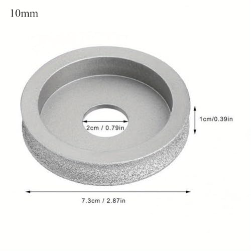 1PC Vacuum Brazed Diamond Grinding Disc of Half-Round Edge 75mm DIY Diamond Wheel Used Dry or Wet 10/15/20/25/30mm Available (20mm) - size: 20mm